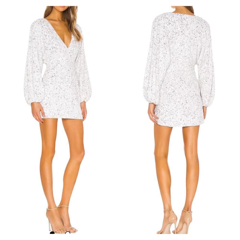 Retrofete Aubriella Sequin Mini Dress White XS NWT $585